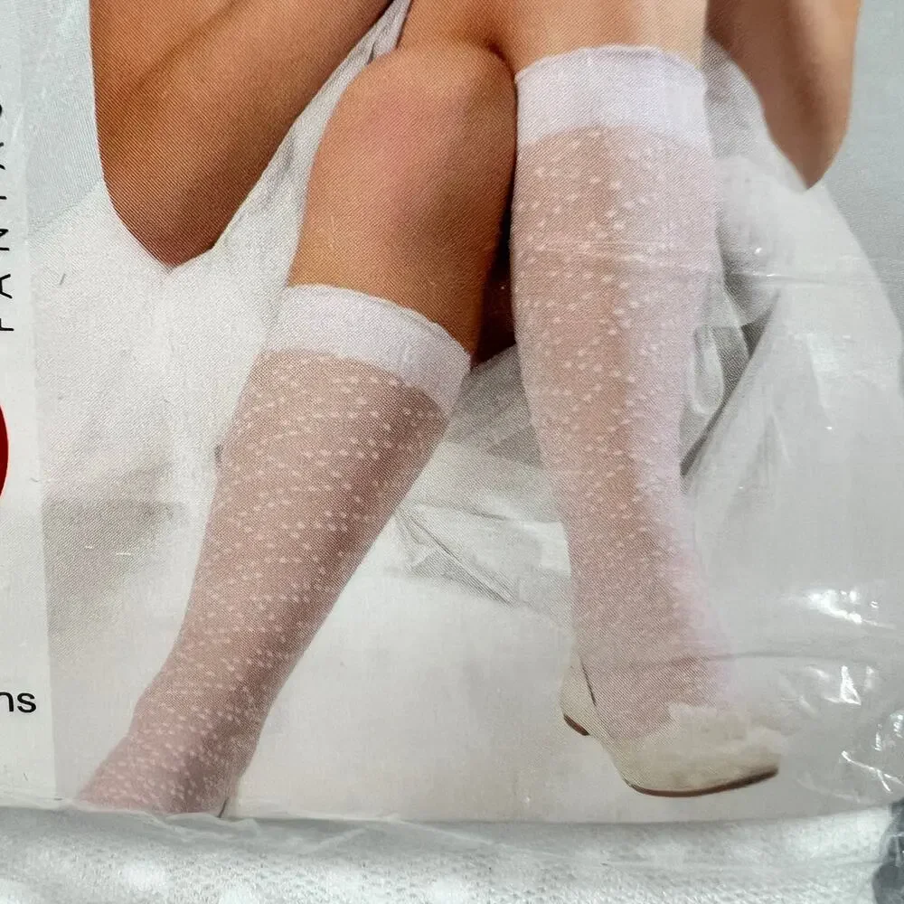 CONTE Fiori Kesi & Polly Solid White Fancy Dress Socks With Design 3 Pair 6-7Y/O